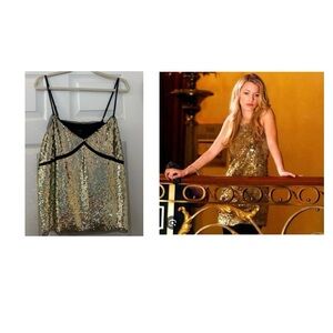 Serena van der Woodsen Inspired Vintage Gold Sequin Top